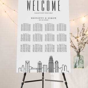 Charlotte Wedding   12 Table Seating Chart Foam Board