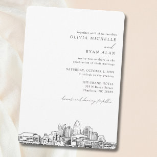 Charlotte Wedding Elegant Skyline Invitation