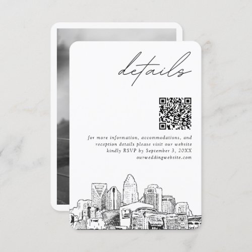 Charlotte Wedding Modern Details QR Code Small Enclosure Card