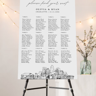 Charlotte Wedding Seating Chart 12 Tables 24x36 Foam Board