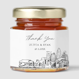 Charlotte Wedding Skyline Thank You Honey Favor Honey Jar Favors