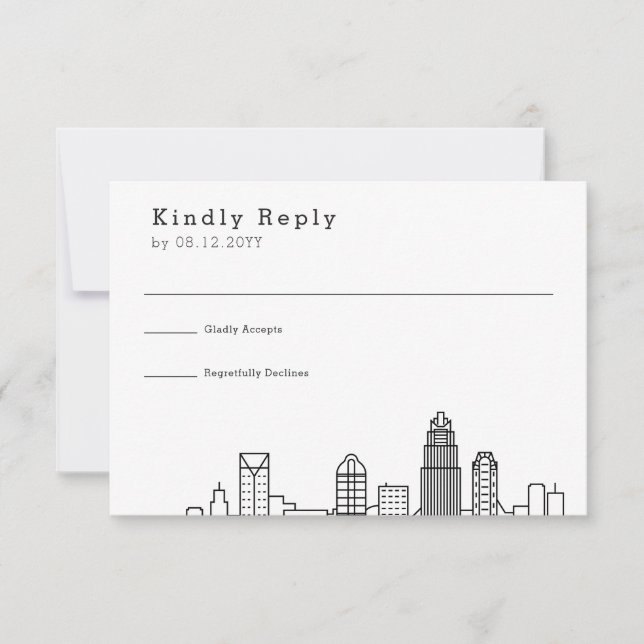 Charlotte Wedding | Stylized Skyline RSVP Card (Front)