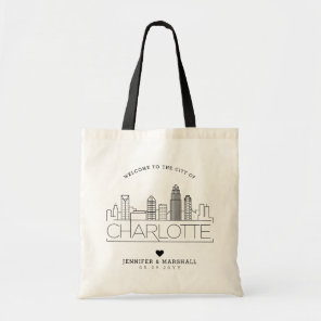 Charlotte Wedding | Stylized Skyline Tote Bag