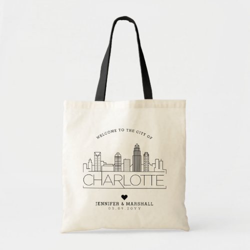 Charlotte Wedding  Stylized Skyline Tote Bag