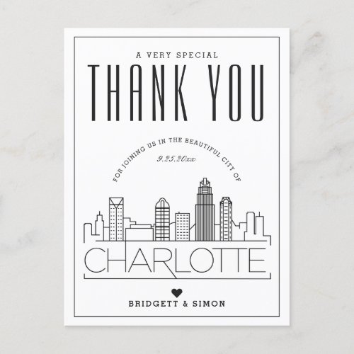 Charlotte Wedding  Thanks for Coming Postcard