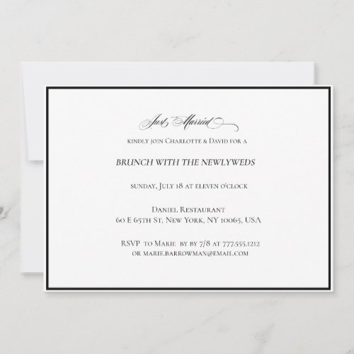 CharlotteA  Elegant Wedding Just Married Brunch Invitation