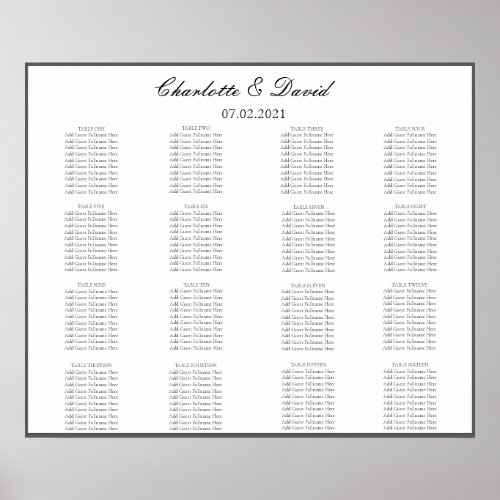 CharlotteBElegant 16 Tables Wedding Seating Chart