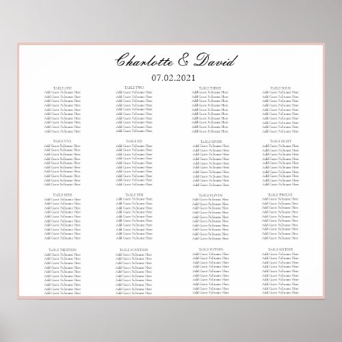 CharlotteFElegant 16 Tables Wedding Seating Chart