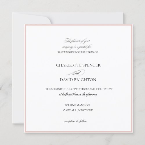 CharlotteF  Elegant Square Blush Frame Wedding Invitation