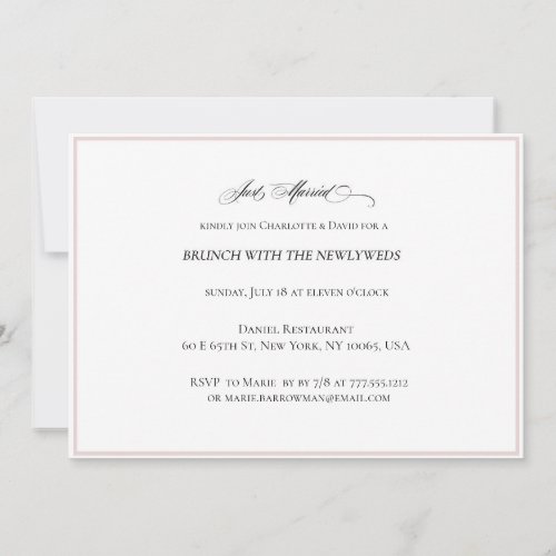 CharlotteK  Elegant Wedding Just Married Brunch Invitation