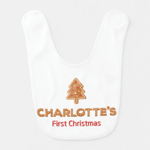 Charlotte's First Christmas Gingerbread Cute Gift Baby Bib