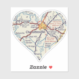 Charlottesville Vintage Map Sticker