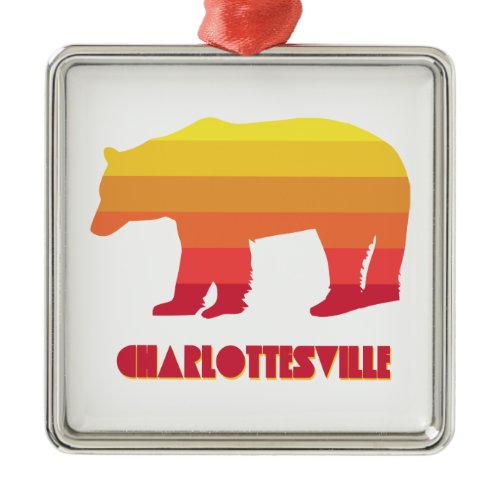 Charlottesville Virginia Rainbow Bear Metal Ornament