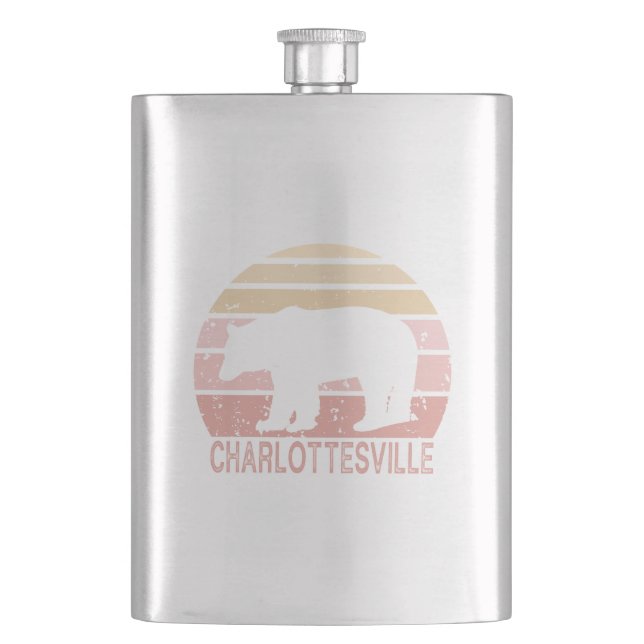 Charlottesville Virginia Retro Bear Flask (Front)