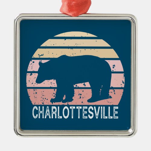 Charlottesville Virginia Retro Bear Metal Ornament