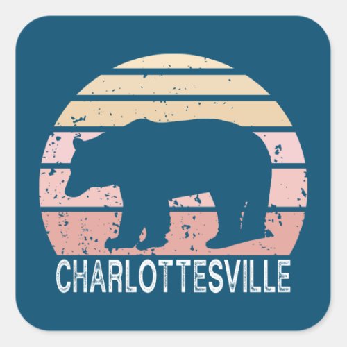 Charlottesville Virginia Retro Bear Square Sticker