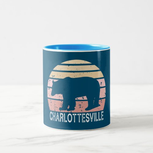 Charlottesville Virginia Retro Bear Two_Tone Coffee Mug