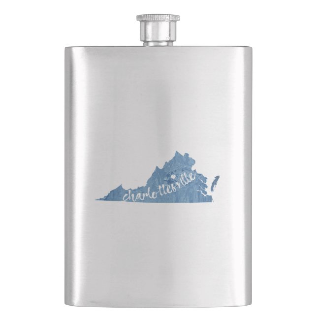Charlottesville Virginia Wood Plaque Flask (Front)