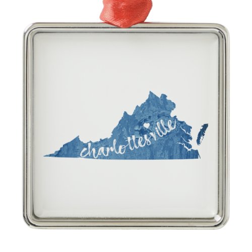 Charlottesville Virginia Wood Plaque Metal Ornament
