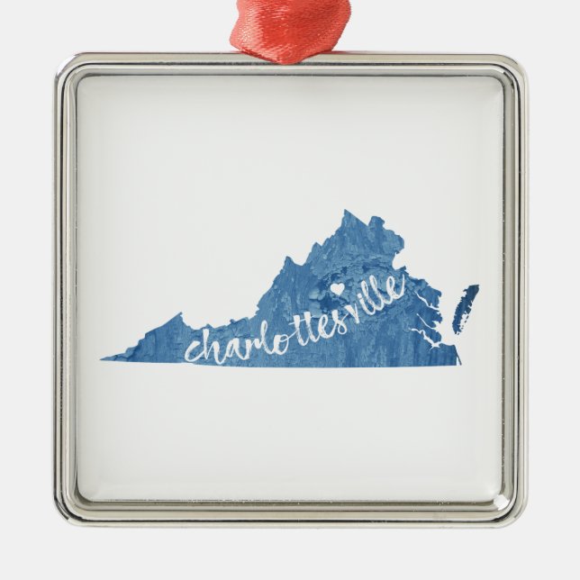 Charlottesville Virginia Wood Plaque Metal Ornament (Front)