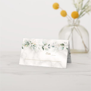Charm Airy Greenery Marble Table Number   Place Card