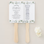 Charm Airy Watercolor Greenery Wedding Program  Hand Fan<br><div class="desc">Elegant design featuring watercolour airy leaves,  eucalyptus,  faux gold leaves borders. Use Personalize tool to add your info. Matching items could be found in my Ethereal Botanical Collection.</div>