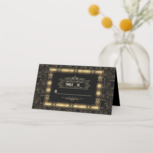 Charm Art Deco Great Gatsby Wedding Table Number Place Card (Front)