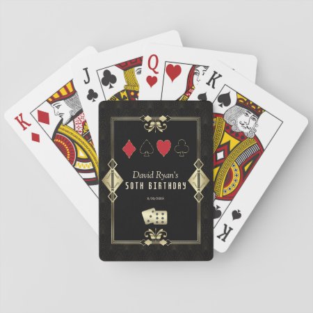 Charm Art Deco Vegas Casino Royale 50th Birthday  Playing Cards