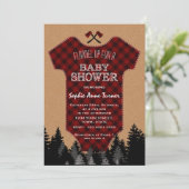 Charm Baby Suit Lumberjack Red Buffalo Baby Shower Invitation (Standing Front)