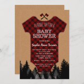 Charm Baby Suit Lumberjack Red Buffalo Baby Shower Invitation (Front/Back)