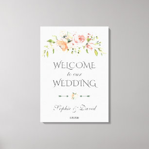 Charm Blush Cream Floral Welcome Wedding Canvas Print
