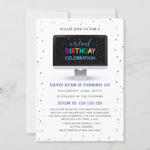 Charm Boy Colourful Virtual Birthday Celebration Invitation