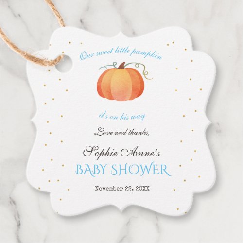 Charm Boy Little Pumpkin Thanksgiving Baby Shower Favor Tags