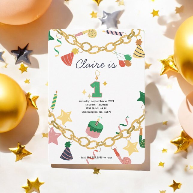Charm Bracelet 1st Birthday Party Invitation (Creator Uploaded)