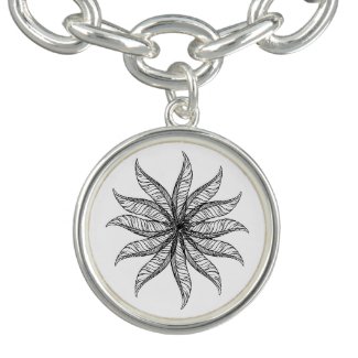 Charm Bracelet - Feather Blossom in Black