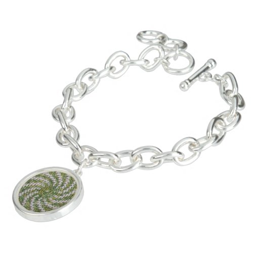 Charm Bracelet _ Green and White Spiral