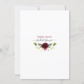 Charm Burgundy Blush Flowers Virtual Bridal Shower Invitation (Back)