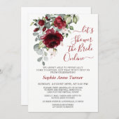 Charm Burgundy Blush Flowers Virtual Bridal Shower Invitation (Front/Back)