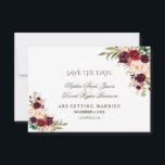 Charm Burgundy Red Marsala Floral Save The Date<br><div class="desc">Charming,  Burgundy,  Red,  Marsala Floral card design. It features gorgeous Burgundy,  red marsala watercolour flowers and fonts,  all on a white background. Use Customize tool to add your info. For matching items,  please,  visit my Burgundy Red Marsala Floral Collection.</div>