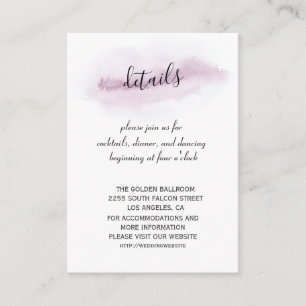 Charm Calligraphy Pink Watercolour Wedding Details Enclosure Card