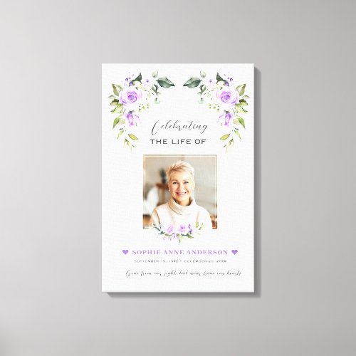 Charm Celebration Of Life Photo Funeral Memorial Canvas Print