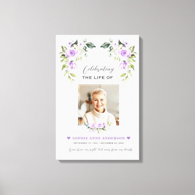 Charm Celebration Of Life Photo Funeral Memorial Canvas Print (Front)
