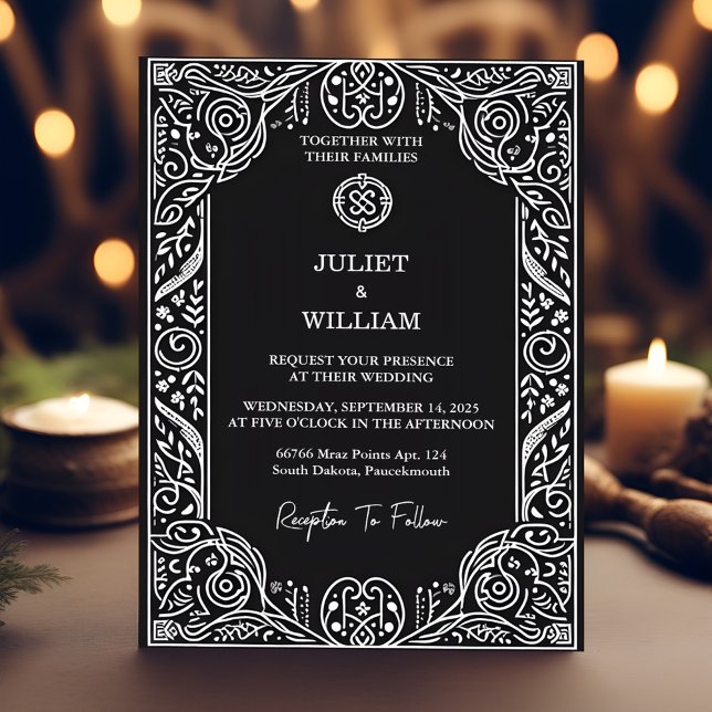 Charm Celtic Nordic Medieval Scroll Viking Wedding Invitation (Creator Uploaded)