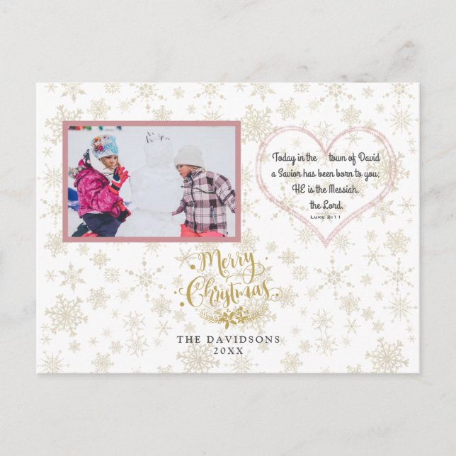 Charm Christmas Bible Verse Messiah Family Photo Holiday Postcard (Front)