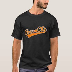 Charm City (Baltimore) Baseball Script - Orange T-Shirt