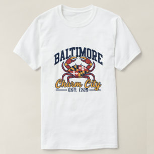 Charm City Baltimore Maryland Crab Flag Design T-Shirt