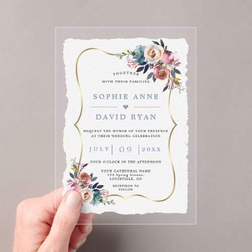 Charm Dusty Blue Misty Rose Flowers Wedding 