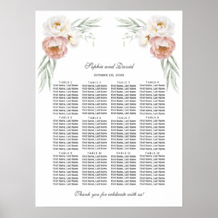 Charm Dusty Rose Flowers Wedding Seating Chart