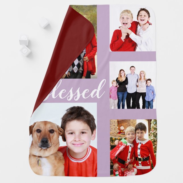 Charm Family Photo Collage Holiday Baby Blanket (In Situ)