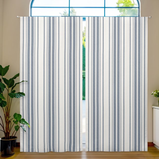 Charm French Farmhouse Blue and white Striped Blackout Curtains (Living Room)
